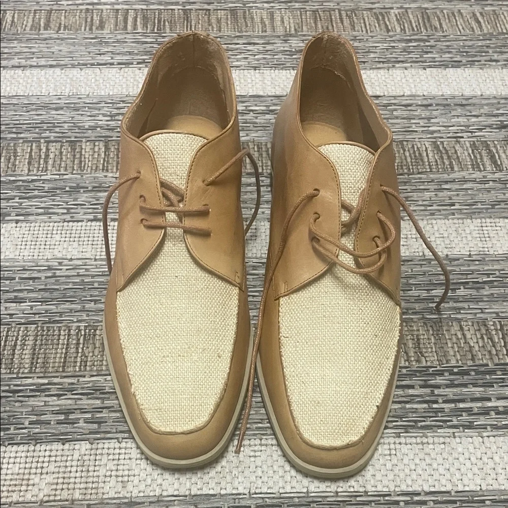 Etienne Aigner Vintage Ankle Boots Tan Leather Risa Oxford Linen